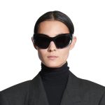 Wrap D-frame Sunglasses in Black - Image 2